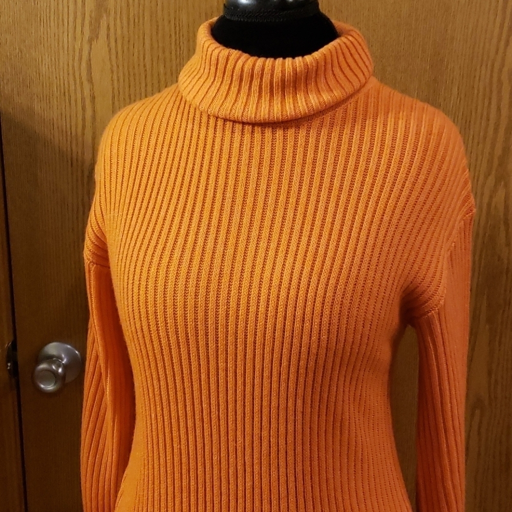 Shein ribbed burnt orange cowl neck sweater dress